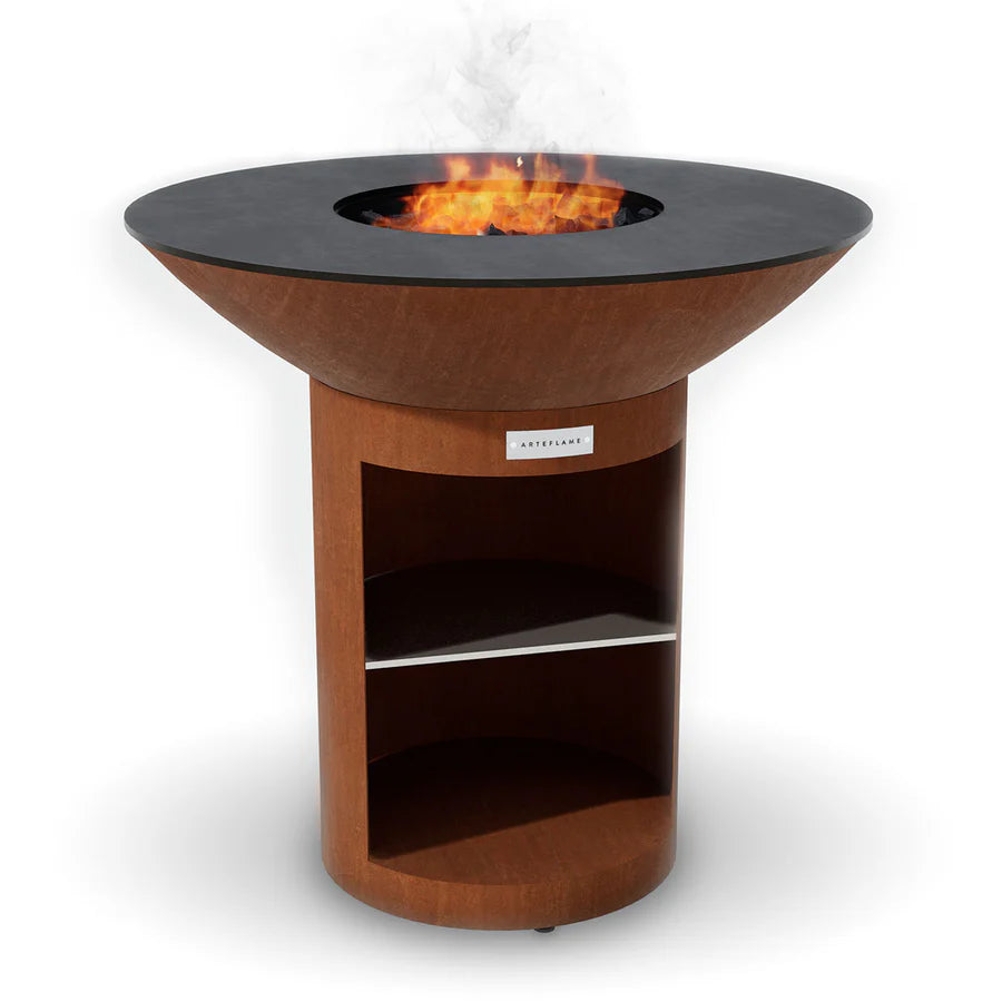 Arteflame- Classic 40″ Storage Base Flat-Top Grill & Fire Bowl (CORTEN Steel)