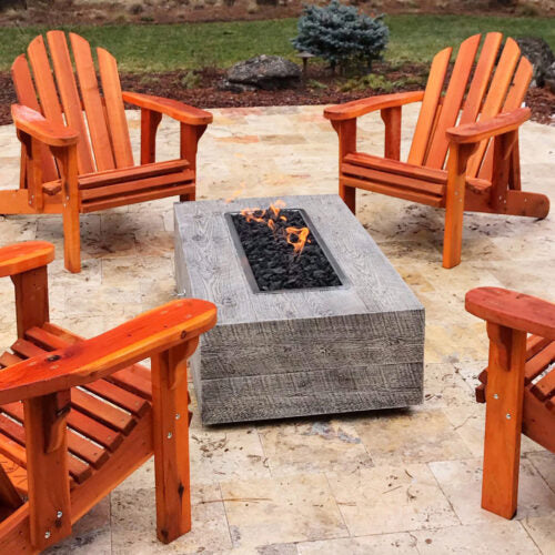 The Outdoor Plus-Coronado Woodgrain Rectangular Fire Pit