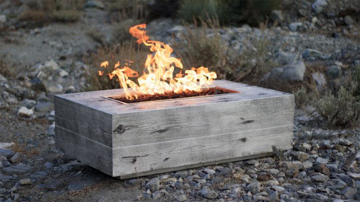 The Outdoor Plus-Coronado Woodgrain Rectangular Fire Pit