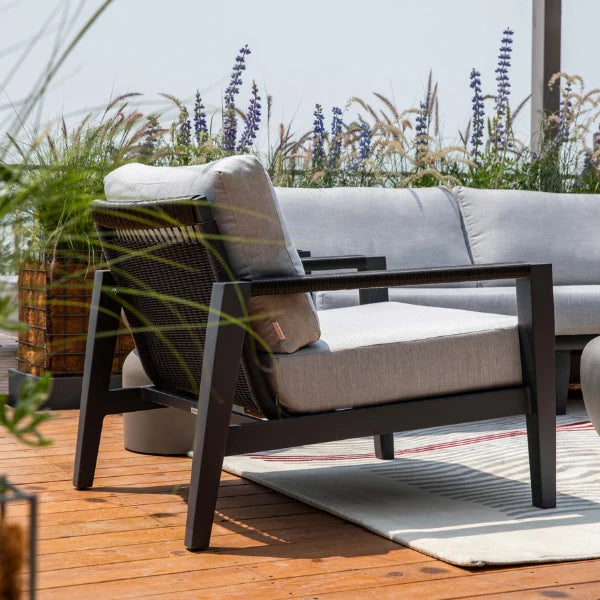 Elementi Outdoor Laguna Aluminum Lounge Chair - Wicker Armrests