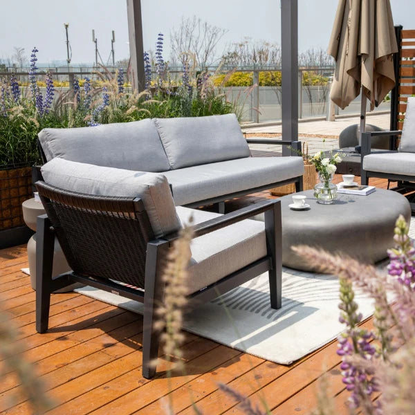 Elementi Outdoor Laguna Aluminum Lounge Chair - Wicker Armrests