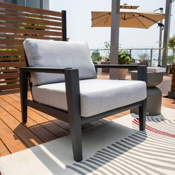 Elementi Outdoor Laguna Aluminum Lounge Chair - Wicker Armrests