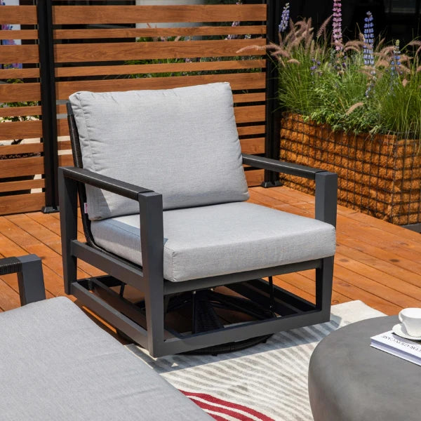 Elementi Outdoor Laguna Aluminum Lounge Chair - Wicker Armrests