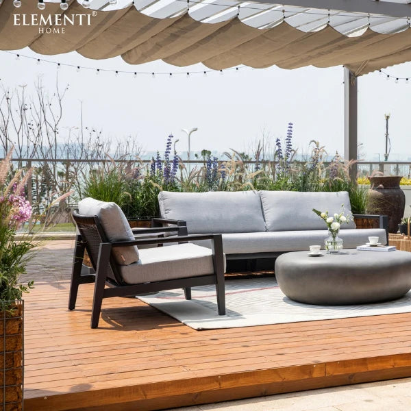 Elementi Outdoor Laguna Aluminum Lounge Chair - Wicker Armrests