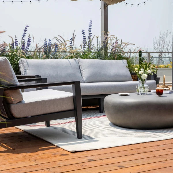 Elementi Outdoor Laguna Outdoor Aluminum 3-Seat Sofa with Sunbrella Cushions