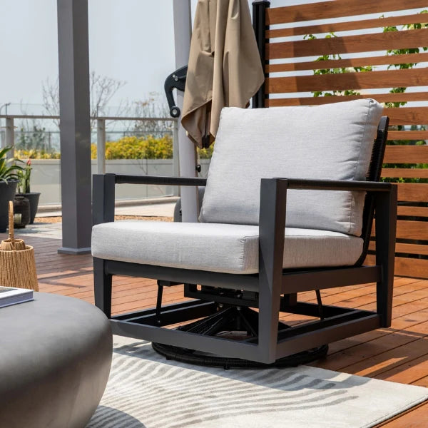 Elementi Outdoor Laguna Aluminum Swivel Glider Chair - Wicker Armrests