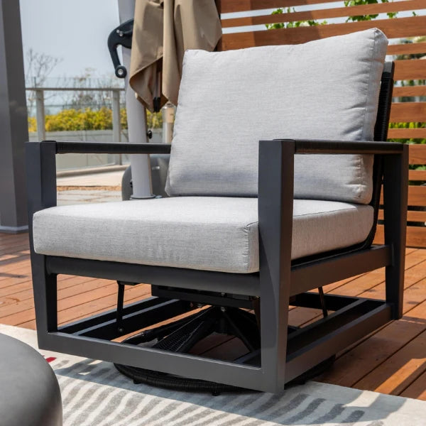 Elementi Outdoor Laguna Aluminum Swivel Glider Chair - Wicker Armrests