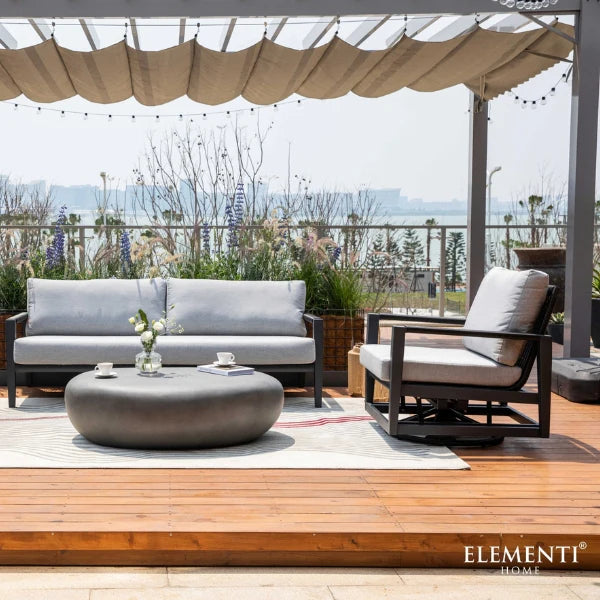 Elementi Outdoor Laguna Aluminum Swivel Glider Chair - Wicker Armrests