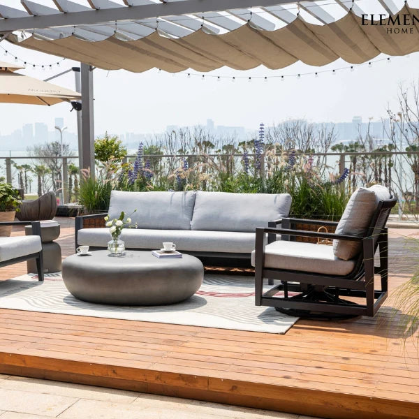 Elementi Outdoor Laguna Aluminum Swivel Glider Chair - Wicker Armrests