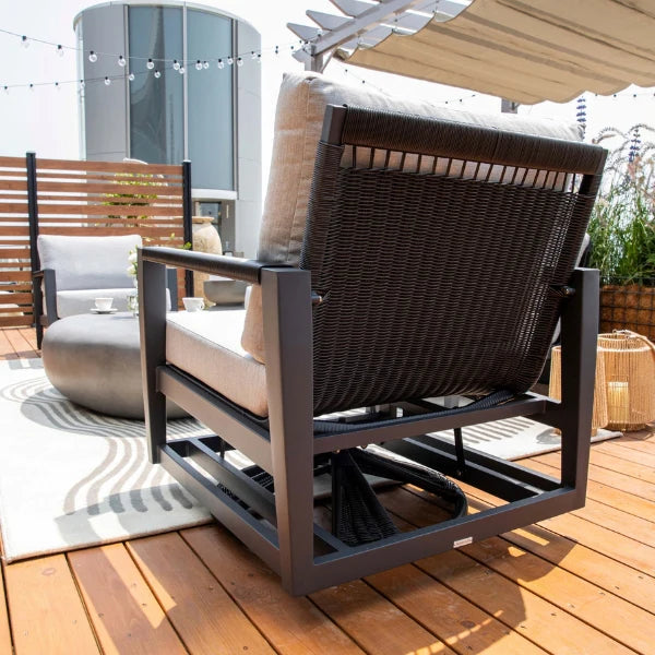 Elementi Outdoor Laguna Aluminum Swivel Glider Chair - Wicker Armrests
