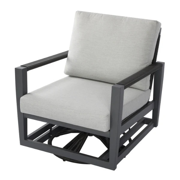 Elementi Outdoor Laguna Aluminum Swivel Glider Chair - Wicker Armrests