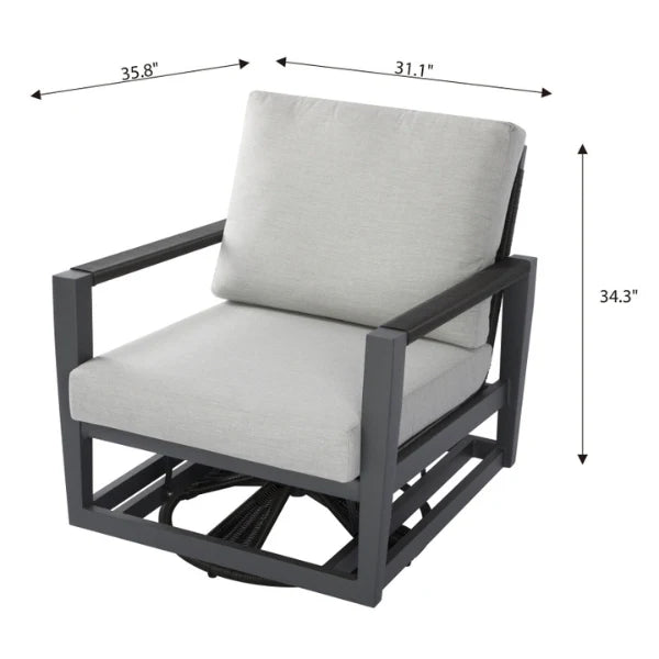 Elementi Outdoor Laguna Aluminum Swivel Glider Chair - Wicker Armrests