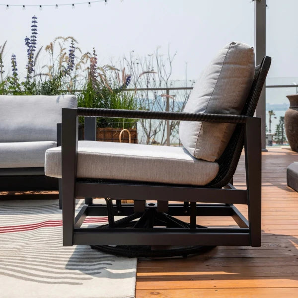 Elementi Outdoor Laguna Aluminum Swivel Glider Chair - Wicker Armrests