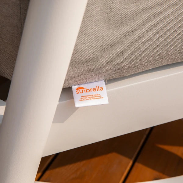 Elementi Outdoor Santorini Aluminum Sofa Teak Armrests