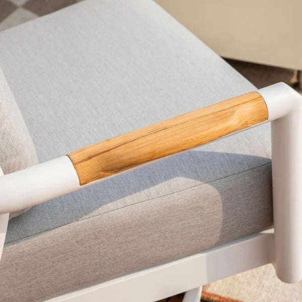 Elementi Outdoor Santorini Aluminum Sofa Teak Armrests