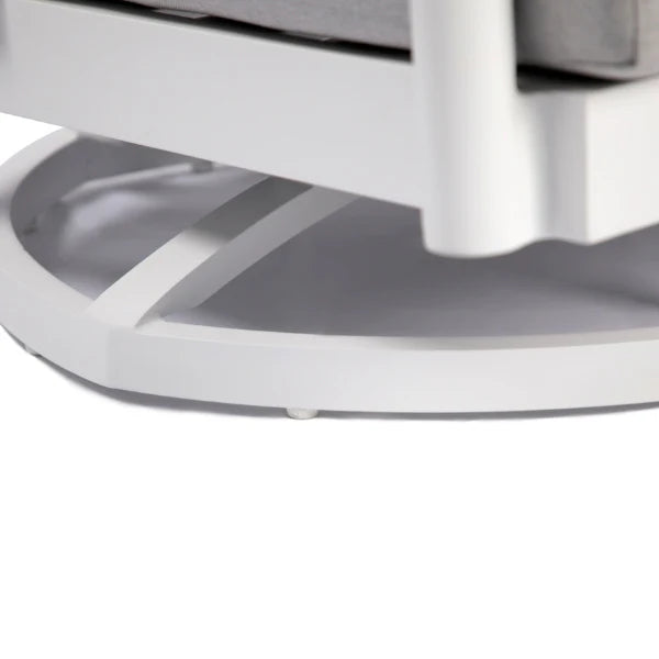 Elementi Outdoor Santorini Aluminum Swivel Chair Teak Armrests