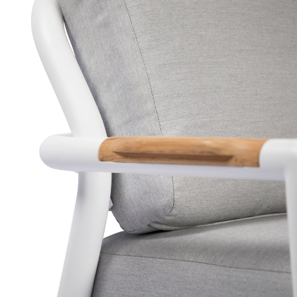 Elementi Outdoor Santorini Aluminum Swivel Chair Teak Armrests