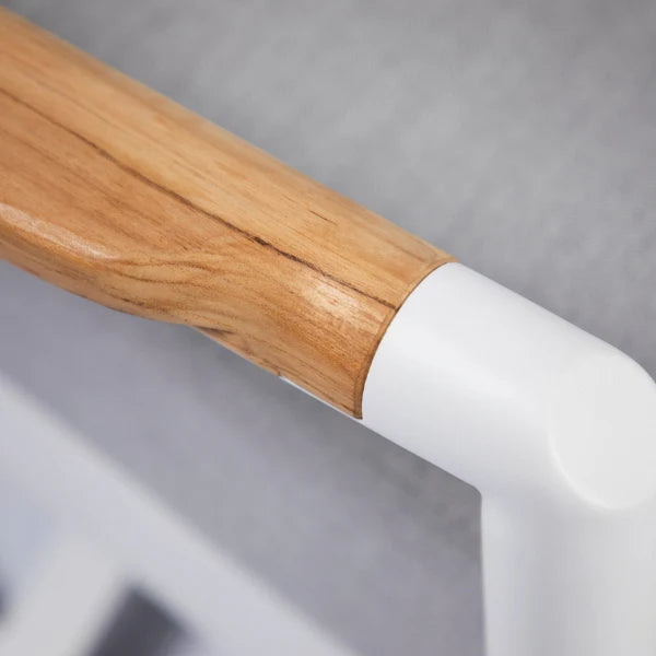 Elementi Outdoor Santorini Aluminum Swivel Chair Teak Armrests